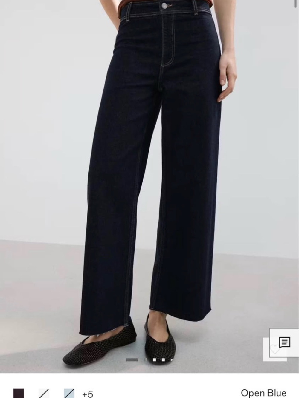 Mango Catherines Open Blue Wide-Leg High-Rise Culotte Jeans